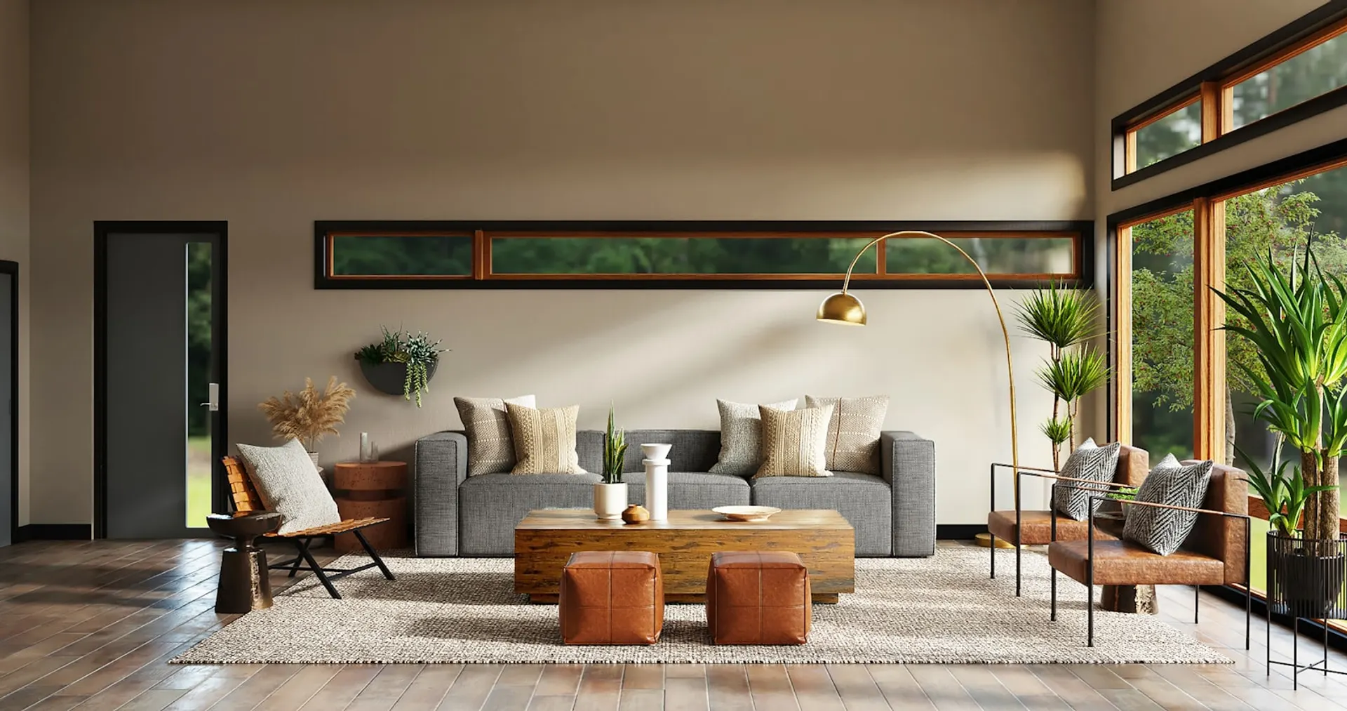 Warm living room with newly installed hardwood floors by Foster Brothers
